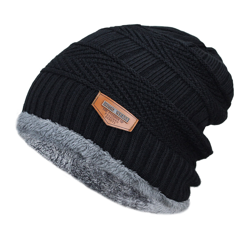 새로운 남자의 겨울 모자 패션 니트 검은 모자 가을 모자 두껍고 따뜻하고 보닛 Skullies 비니 부드러운 니트 Beanies 코튼